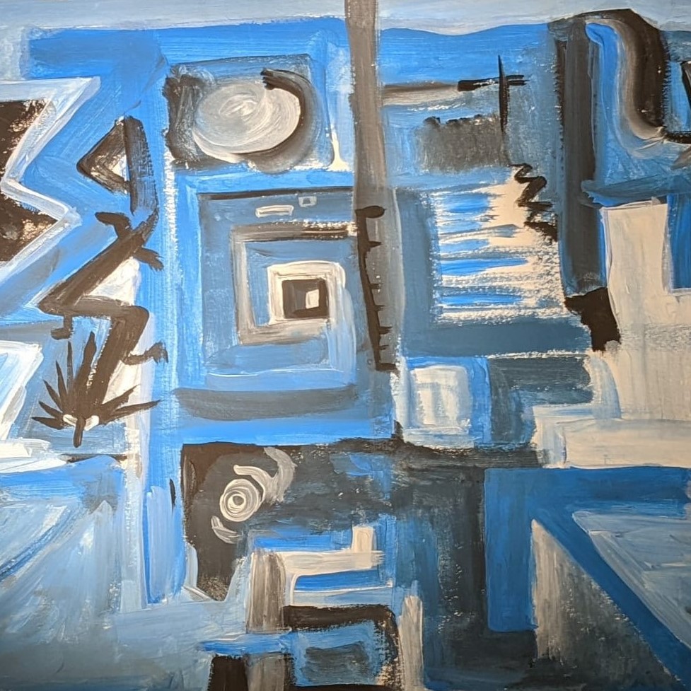 blue painting abstract
